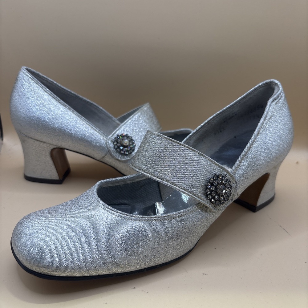 VTG Miss America Womens Chunky Party Glitter Prop Mary Jane Shoes 6 1/2 Narrow